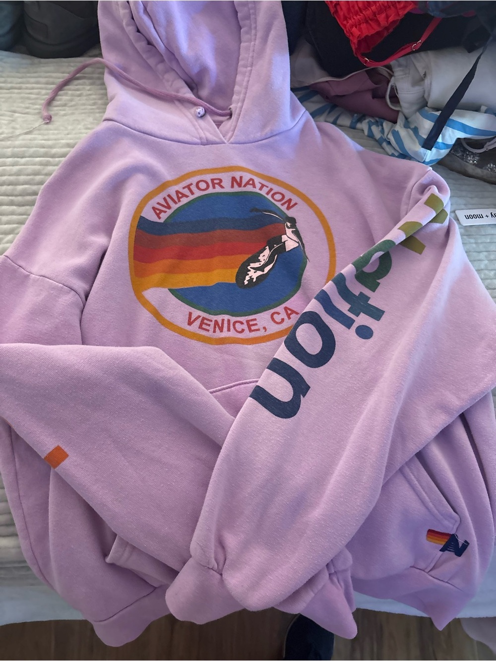 Aviator Nation Lavender Graphic Pullover Hoodie